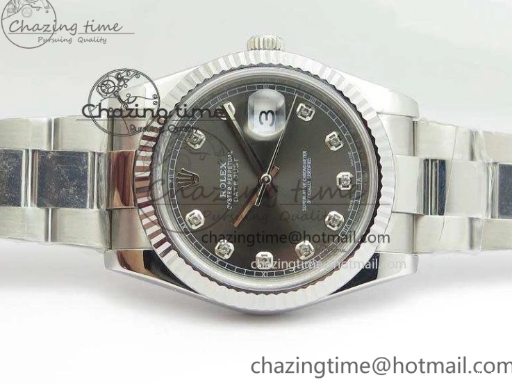 MiroTime 0105 GoodFit DateJust 41mm 126334 Noob 1:1 Best Edition Fluted Bezel Gray Diam Dial On SS Oyster Bracelet A 3585
